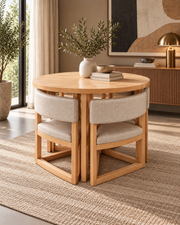 Tomin nesting dining set in a warm modern interior