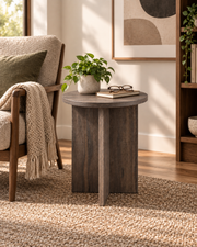 Vora Side Table in warm reading corner